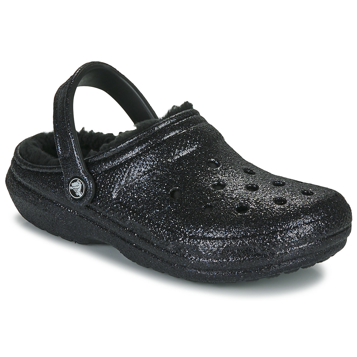 kengät Naiset Puukengät Crocs Classic Glitter Lined Clog Musta