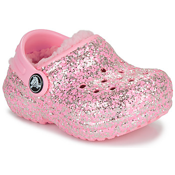 kengät Tytöt Puukengät Crocs Classic Lined Glitter Clog T Vaaleanpunainen