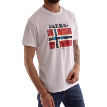 vaatteet Miehet Lyhythihainen t-paita Napapijri NP0A4H22 Valkoinen