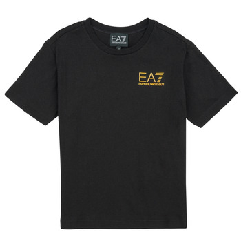 vaatteet Pojat Lyhythihainen t-paita Emporio Armani EA7 CORE ID TSHIRT Musta / Kulta