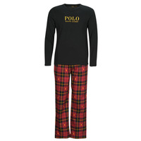 vaatteet Miehet pyjamat / yöpaidat Polo Ralph Lauren L/S PJ SLEEP SET Musta / Punainen