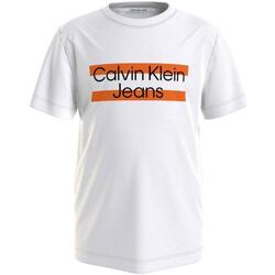vaatteet Pojat Lyhythihainen t-paita Calvin Klein Jeans  Valkoinen