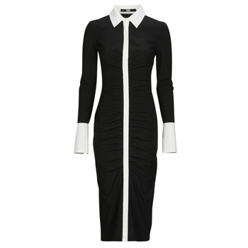 vaatteet Naiset Pitkä mekko Karl Lagerfeld LSLV POLO DRESS Musta / Valkoinen