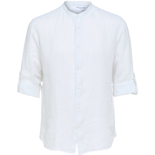 vaatteet Miehet Pitkähihainen paitapusero Selected Regkylian-Linen - Bright White Valkoinen