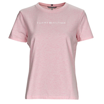 vaatteet Naiset Lyhythihainen t-paita Tommy Hilfiger REG FROSTED CORP LOGO C-NK SS Vaaleanpunainen