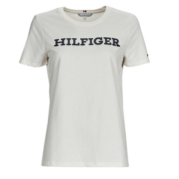vaatteet Naiset Lyhythihainen t-paita Tommy Hilfiger REG MONOTYPE EMB C-NK SS Valkoinen