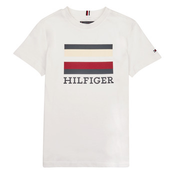 vaatteet Pojat Lyhythihainen t-paita Tommy Hilfiger TH LOGO TEE S/S Valkoinen