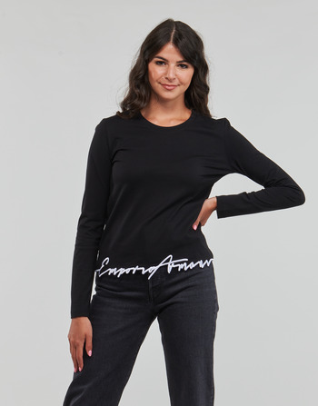 vaatteet Naiset T-paidat pitkillä hihoilla Emporio Armani 6R2T8H Musta / Valkoinen