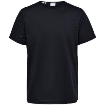 vaatteet Miehet T-paidat & Poolot Selected T-Shirt Bet Linen - Black Musta