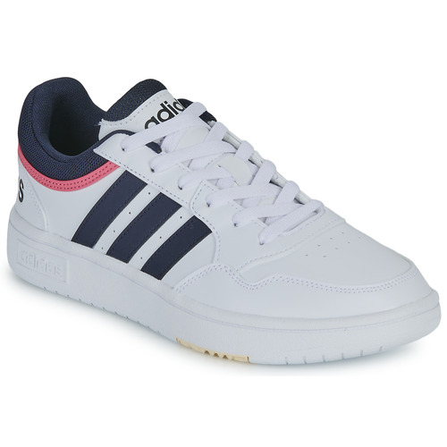 kengät Naiset Matalavartiset tennarit Adidas Sportswear HOOPS 3.0 Valkoinen / Musta / Vaaleanpunainen