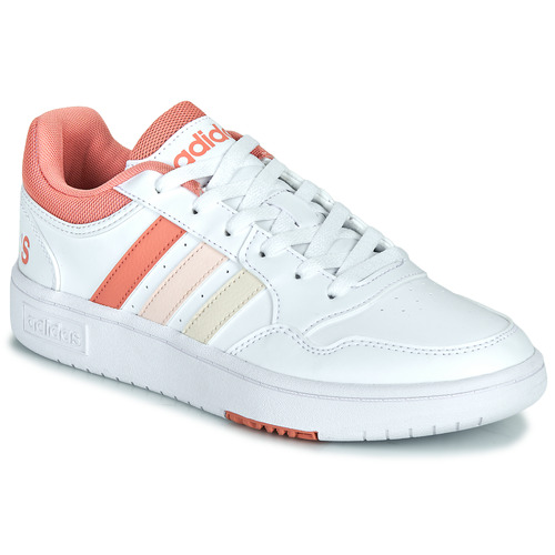 kengät Naiset Matalavartiset tennarit Adidas Sportswear HOOPS 3.0 W Valkoinen / Vaaleanpunainen