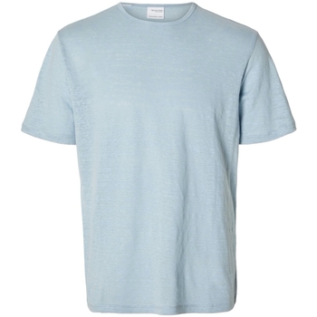 vaatteet Miehet T-paidat & Poolot Selected T-Shirt Bet Linen - Cashmere Blue Sininen