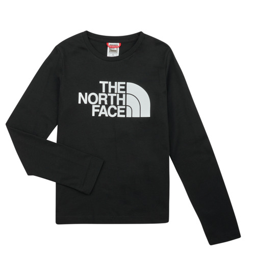 vaatteet Lapset T-paidat pitkillä hihoilla The North Face Teen L/S Easy Tee Musta