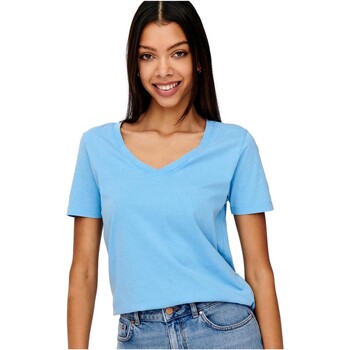 vaatteet Naiset Lyhythihainen t-paita Jacqueline De Yong CAMISETA DE PICO MUJER JDY 15239939 Sininen