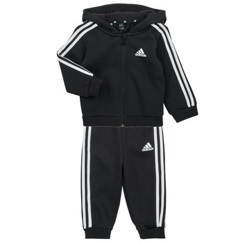 vaatteet Pojat Verryttelypuvut Adidas Sportswear 3S FZ FL JOG Musta / Valkoinen