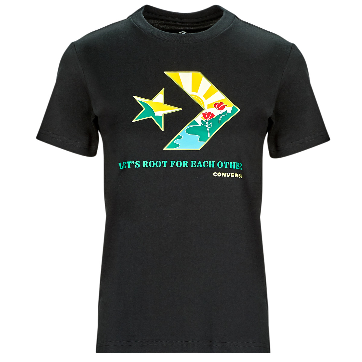 vaatteet Naiset Lyhythihainen t-paita Converse STAR CHEVRON INFILL CREW T-SHIRT Musta