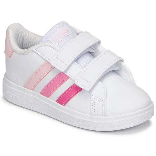 kengät Tytöt Matalavartiset tennarit Adidas Sportswear GRAND COURT 2.0 CF I Valkoinen / Vaaleanpunainen