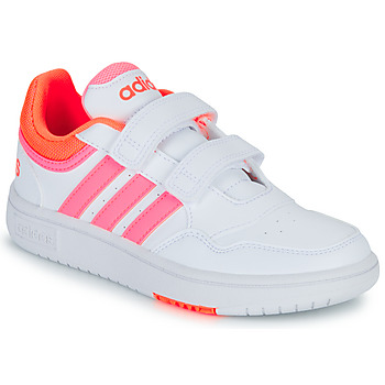 kengät Tytöt Matalavartiset tennarit Adidas Sportswear HOOPS 3.0 CF C Valkoinen / Vaaleanpunainen