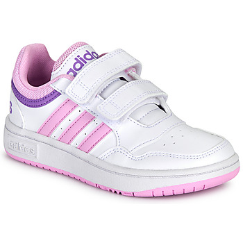 kengät Tytöt Matalavartiset tennarit Adidas Sportswear HOOPS 3.0 CF C Valkoinen / Vaaleanpunainen