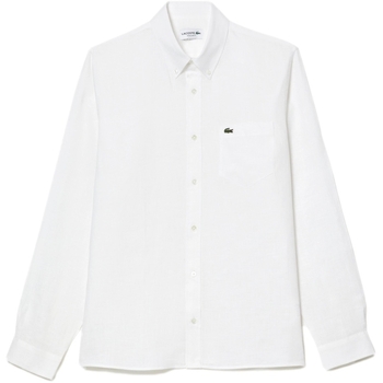 vaatteet Miehet Pitkähihainen paitapusero Lacoste Linen Casual Shirt - Blanc Valkoinen