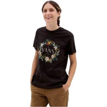vaatteet Naiset Lyhythihainen t-paita Vans CAMISETA MUJER  WREATH OF FLOWERS VN00050EXTF Musta