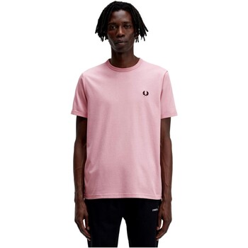 vaatteet Miehet Lyhythihainen t-paita Fred Perry CAMISETA ROSA HOMBRE   RINGER M3519 Vaaleanpunainen