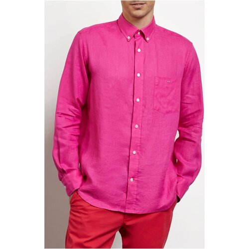 vaatteet Miehet Pitkähihainen paitapusero Eden Park E23CHECL0018 Vaaleanpunainen