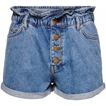 vaatteet Naiset Shortsit / Bermuda-shortsit Only Shorts Cuba Paperbag - Medium Blue Denim Sininen