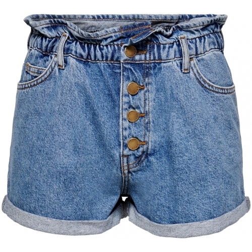 vaatteet Naiset Shortsit / Bermuda-shortsit Only Shorts Cuba Paperbag - Medium Blue Denim Sininen