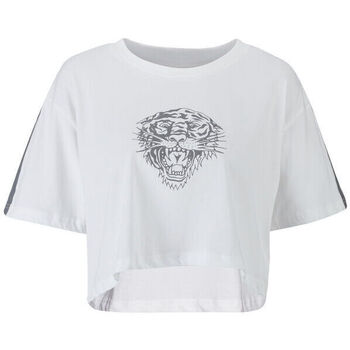vaatteet Naiset T-paidat & Poolot Ed Hardy Tiger glow crop top white Valkoinen