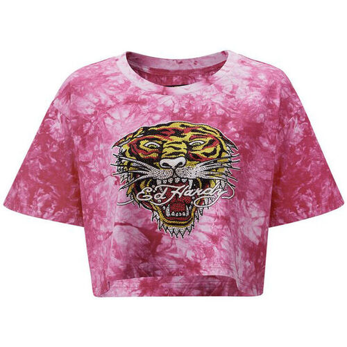 vaatteet Naiset T-paidat & Poolot Ed Hardy Los tigre grop top hot pink Vaaleanpunainen