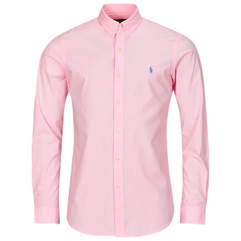 vaatteet Miehet Pitkähihainen paitapusero Polo Ralph Lauren CHEMISE AJUSTEE SLIM FIT EN POPELINE UNIE Vaaleanpunainen / Valkoinen / koralli / Vaaleanpunainen