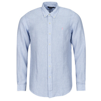 vaatteet Miehet Pitkähihainen paitapusero Polo Ralph Lauren CHEMISE COUPE DROITE EN LIN Sininen / Valkoinen / Valkoinen 