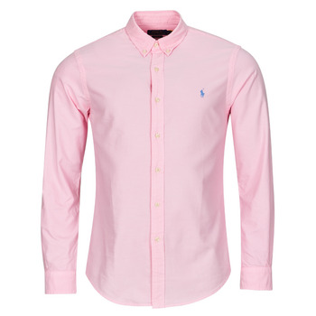 vaatteet Miehet Pitkähihainen paitapusero Polo Ralph Lauren CHEMISE AJUSTEE SLIM FIT EN OXFORD LEGER Vaaleanpunainen / Valkoinen / koralli / Vaaleanpunainen