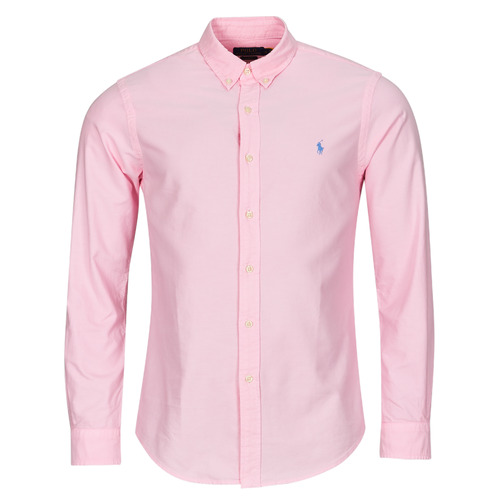 vaatteet Miehet Pitkähihainen paitapusero Polo Ralph Lauren CHEMISE AJUSTEE SLIM FIT EN OXFORD LEGER Vaaleanpunainen
