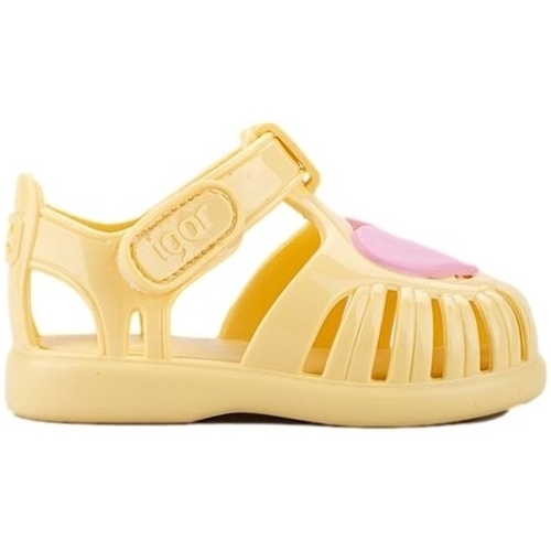 kengät Lapset Sandaalit ja avokkaat IGOR Baby Sandals Tobby Gloss Love - Vanilla Keltainen
