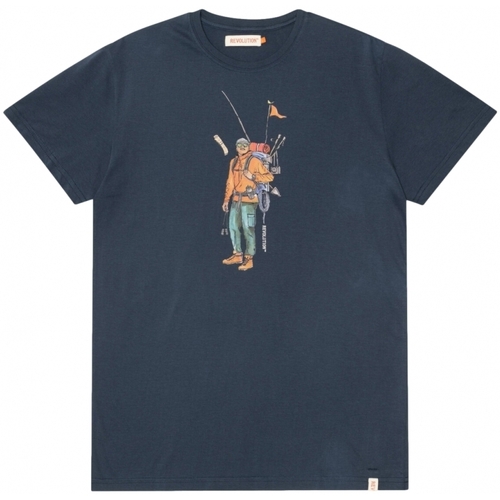 vaatteet Miehet T-paidat & Poolot Revolution Regular T-Shirt 1333 HIK - Navy Sininen