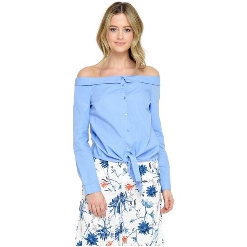 vaatteet Naiset Topit / Puserot Only Julia Off Shoulder Shirt - Cashmere Blue Sininen