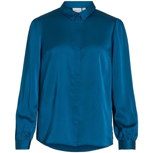 vaatteet Naiset Topit / Puserot Vila Noos Ellette Satin Shirt - Moroccan Blue Sininen
