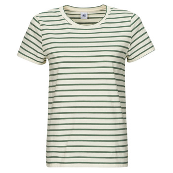 vaatteet Naiset Lyhythihainen t-paita Petit Bateau A0A9P COL ROND Valkoinen / Vihreä