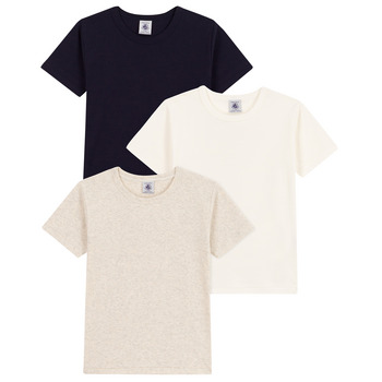vaatteet Lapset Lyhythihainen t-paita Petit Bateau A0A8H X3 Valkoinen / Beige / Musta