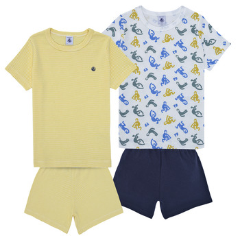 vaatteet Lapset pyjamat / yöpaidat Petit Bateau A0ABD X2 Sininen / Keltainen