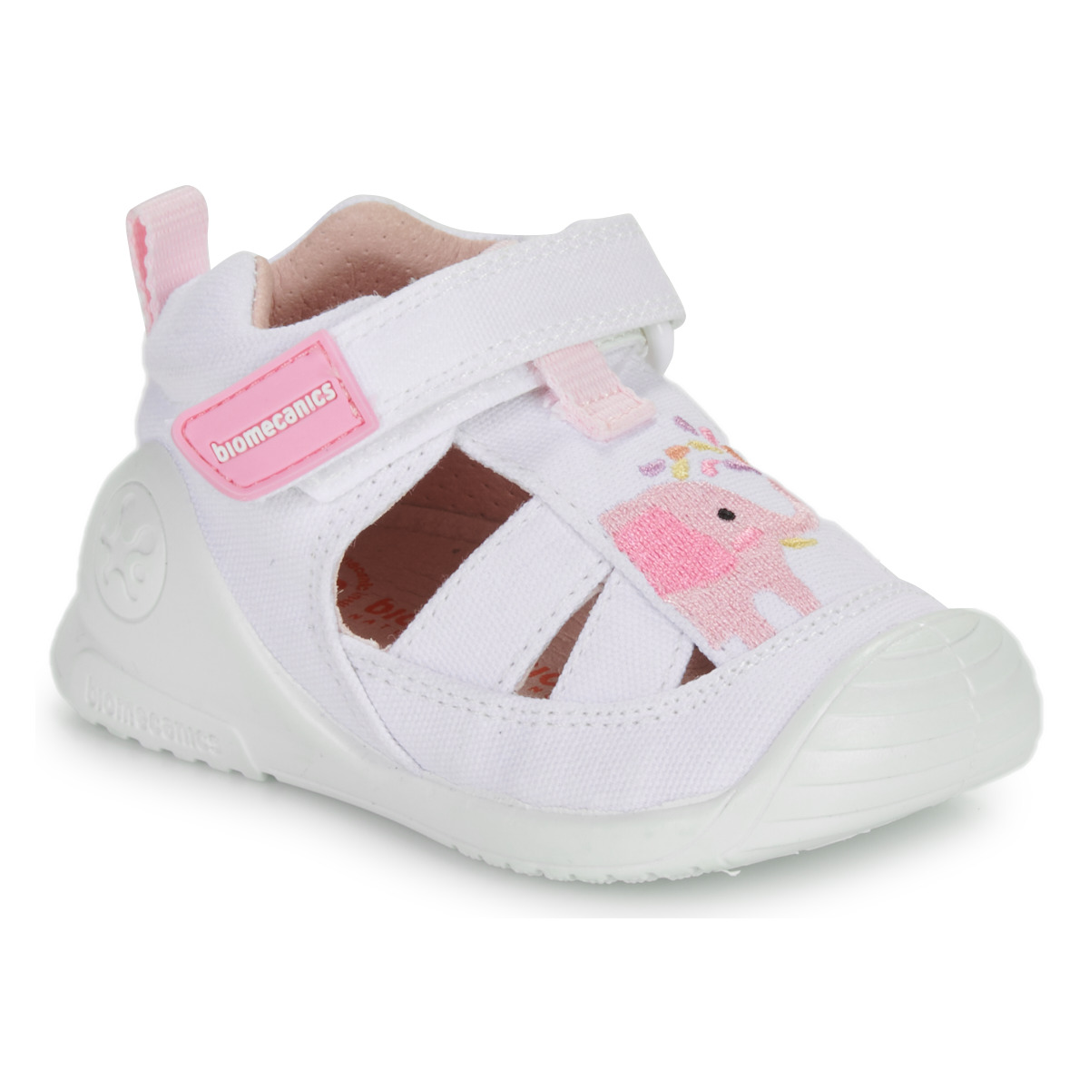 kengät Tytöt Sandaalit ja avokkaat Biomecanics SANDALIA ELEFANTE Valkoinen / Vaaleanpunainen