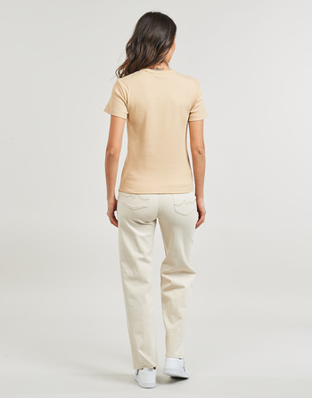 Calvin Klein Jeans WOVEN LABEL RIB REGULAR TEE Beige