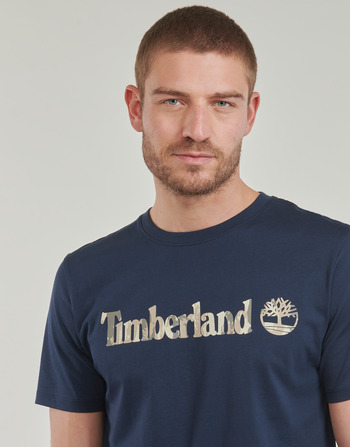 Timberland Camo Linear Logo Short Sleeve Tee Laivastonsininen