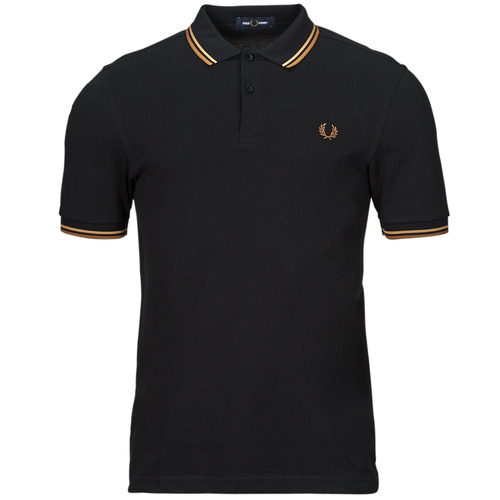 vaatteet Miehet Lyhythihainen poolopaita Fred Perry TWIN TIPPED FRED PERRY SHIRT Musta / Ruskea