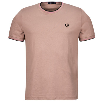 vaatteet Miehet Lyhythihainen t-paita Fred Perry TWIN TIPPED T-SHIRT Vaaleanpunainen / Musta