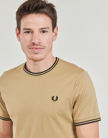 Fred Perry TWIN TIPPED T-SHIRT Beige / Musta