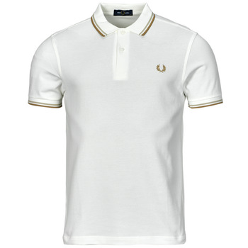 vaatteet Miehet Lyhythihainen poolopaita Fred Perry TWIN TIPPED FRED PERRY SHIRT Valkoinen / Beige