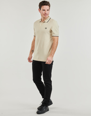 Fred Perry TWIN TIPPED FRED PERRY SHIRT Vaalea / Musta